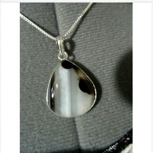 New AGATE Boho Pendant & Necklace Set 925 Silver